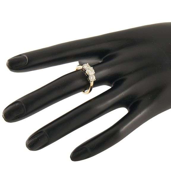 1.20ctw Round Diamond Three Stone Two Tone Ring in 14K