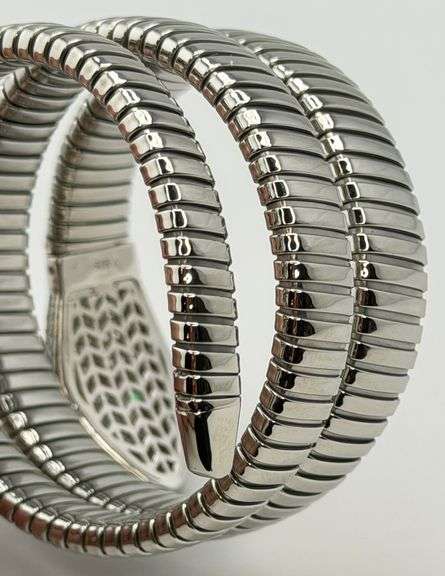 925 Sterling Silver And Stainless Steel Crystal Triple Wrap Snake Bracelet