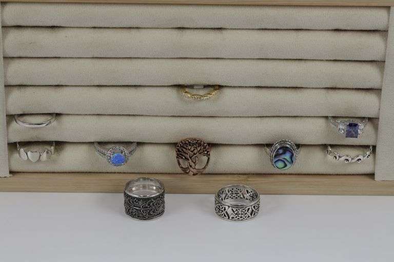 Sterling Silver Curated Ring Assortment Various Sizes & Styles (10 Ring Lot)