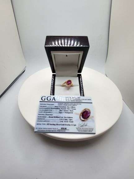 Very fine one Ruby 2.08 CW ring in silver 14k gold plated