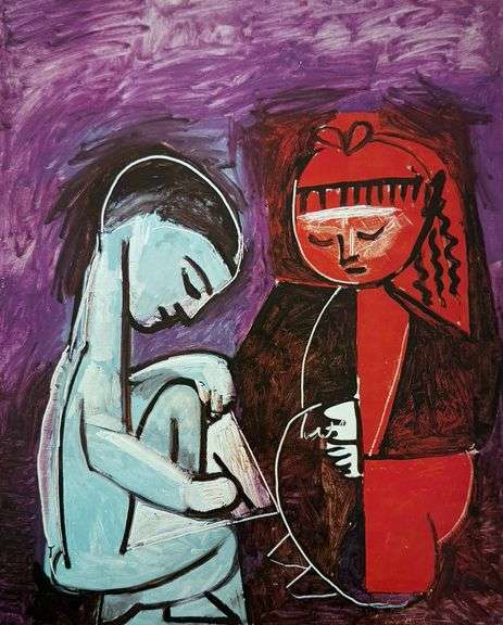 Colectible Pablo Picasso, Two Children (Claude Drawing with Paloma)