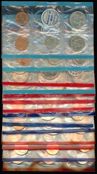 Lot of 14 Partial US Mint Sets without Envelopes: 1969-2006