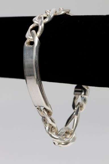 .925 Sterling Silver 13mm Figaro ID Bracelet 8 Inches