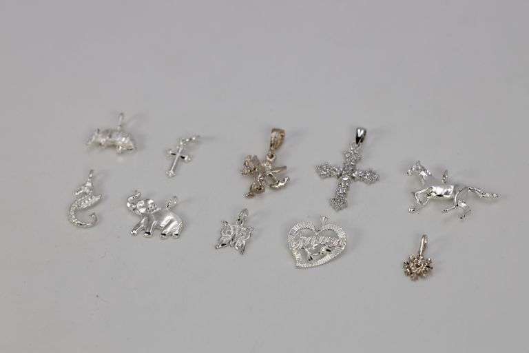 .925 Sterling Silver Charm Set Lot of 10 Charms/Pendants