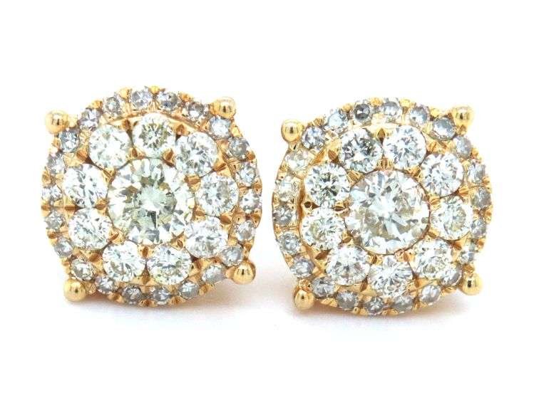 10kt Yellow gold 0.75ctw diamond cluster earrings