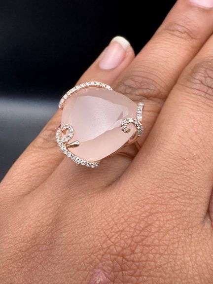 14K Rose Quartz Cocktail Ring of 16ct