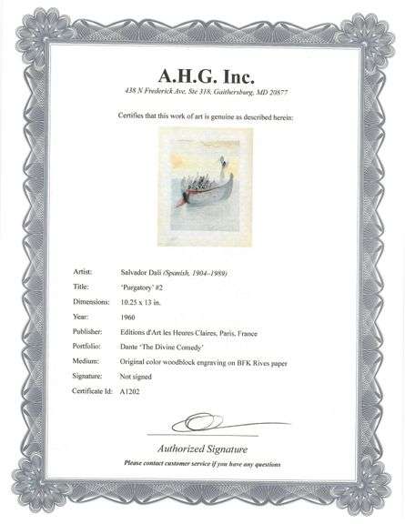 Rare Salvador Dali Original Engraving from The Divine Comedy, Purgatory