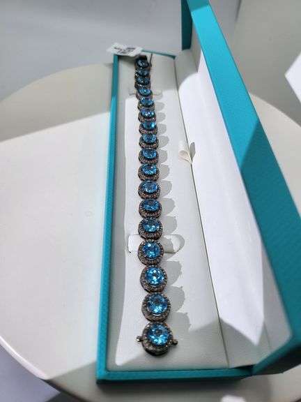 Topaz Bracelet in Dark Silver with Diamond accents