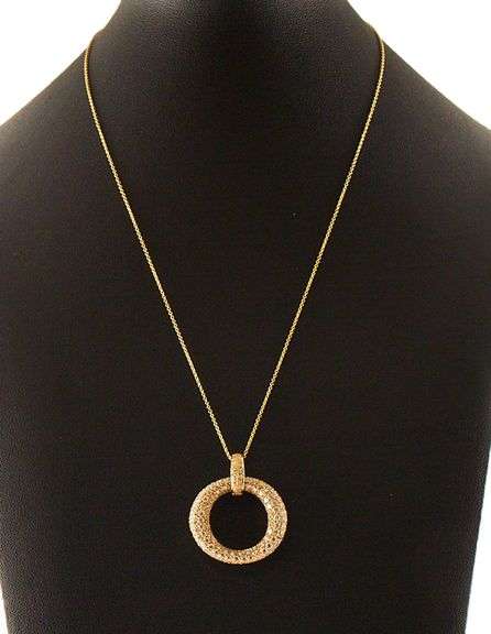 3.25ctw Pave Diamond Open Circle Pendant Necklace in 18K