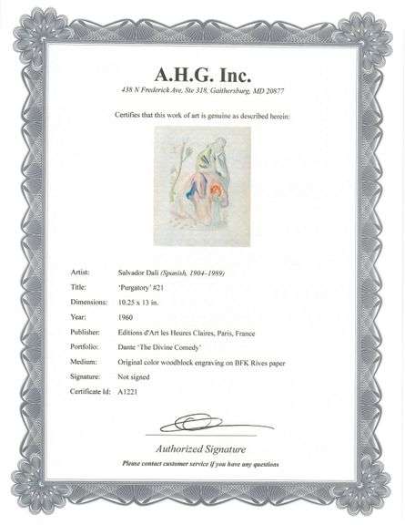 Collectible Original Color Engraving by Salvador Dali from The Divine Comedy