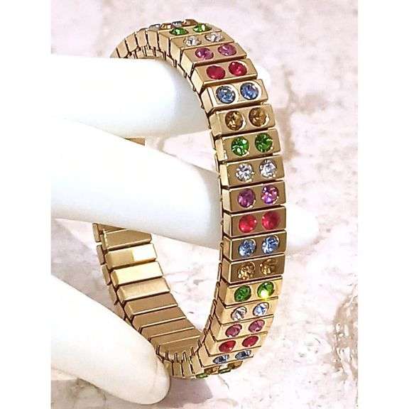 Multicolor Swarovski Expandable Bracelet Gold Plated