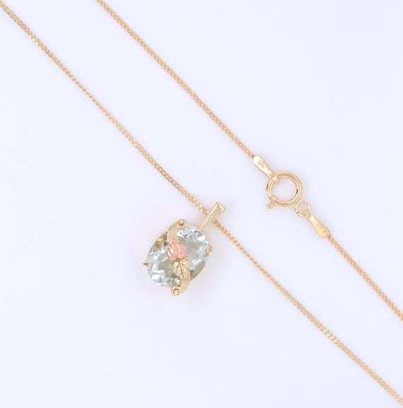 10kt Yellow Gold Oval Prasolite Pendant on Chain