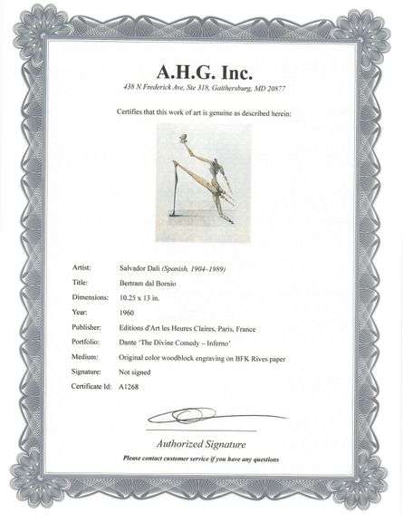 Highly Collectible Salvador Dali Original Color Engraving from The Divine Comedy