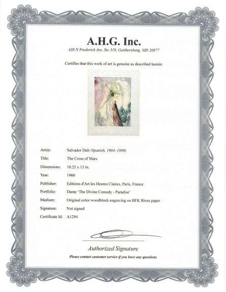 Rare Salvador Dali Original Engraving from The Divine Comedy, Paradise