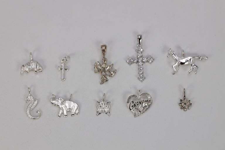 .925 Sterling Silver Charm Set Lot of 10 Charms/Pendants