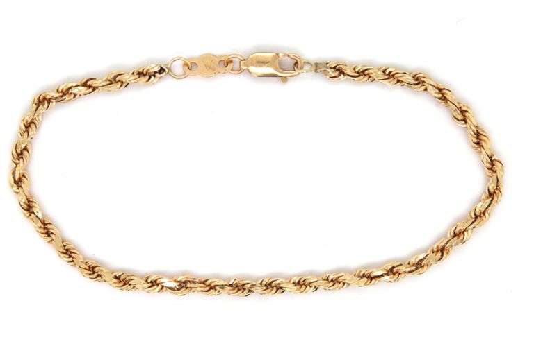 14kt Yellow gold rope chain bracelet
