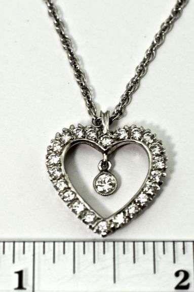 Elegant 14K White Gold Diamond Heart with Necklace