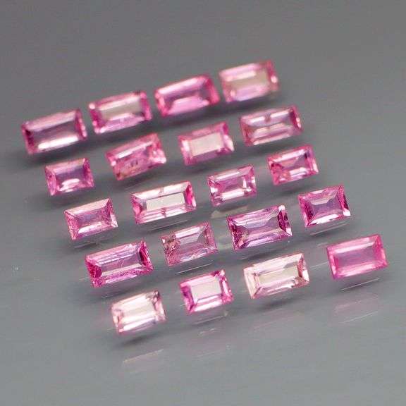 Baguette cut! 2.74ct set of Sapphires with candy pink hues!
