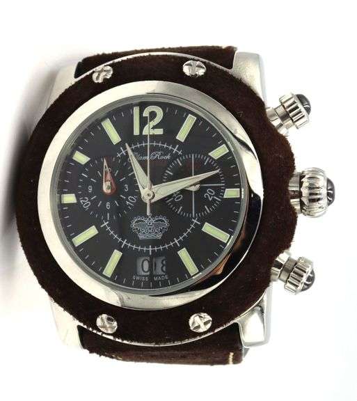 Glam Rock black dial stainless steel watch