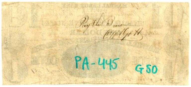 Scarce 1837 $1 Manual Labor Bank of Philadelphia Bank Note PA-445 G50 (Panic of 1837)