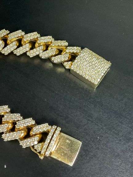 MEN'S 14K YELLOW GOLD AND DIAMOND CUBAN LINK BRACELET. CERTIFIED. OVER 135 GRAMS.