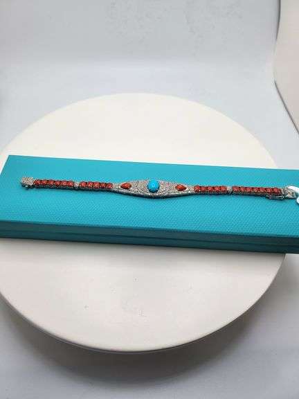 Sophisticated Turquoise Silver Bracelet with Corals