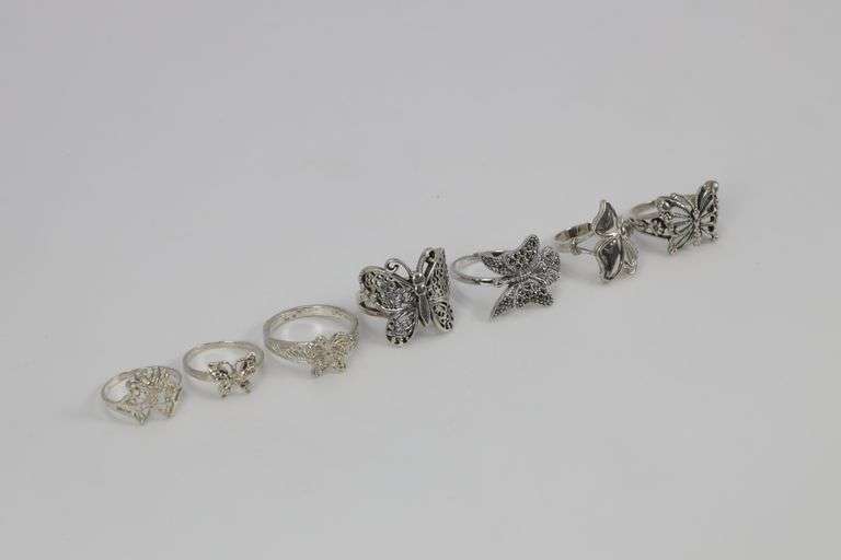 .925 Sterling Silver Butterfly Ring Lot (73 Ring Lot) Various Styles & Sizes