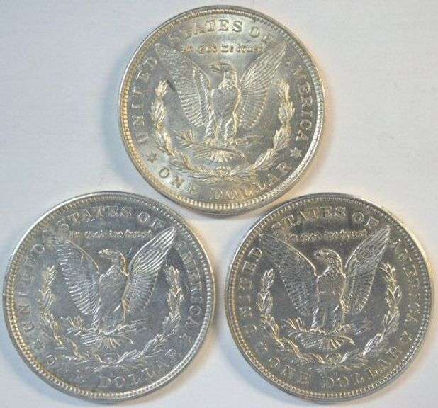 Flashy near mint 1921 P-D-S Morgan Silver Dollars