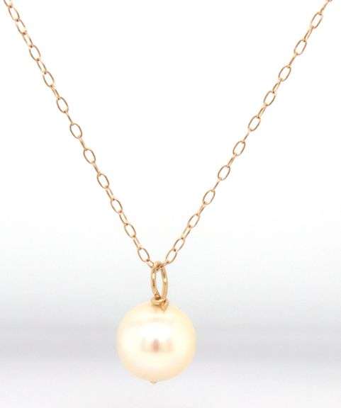 14kt Yellow gold 7.5-8mm pearl pendant on chain