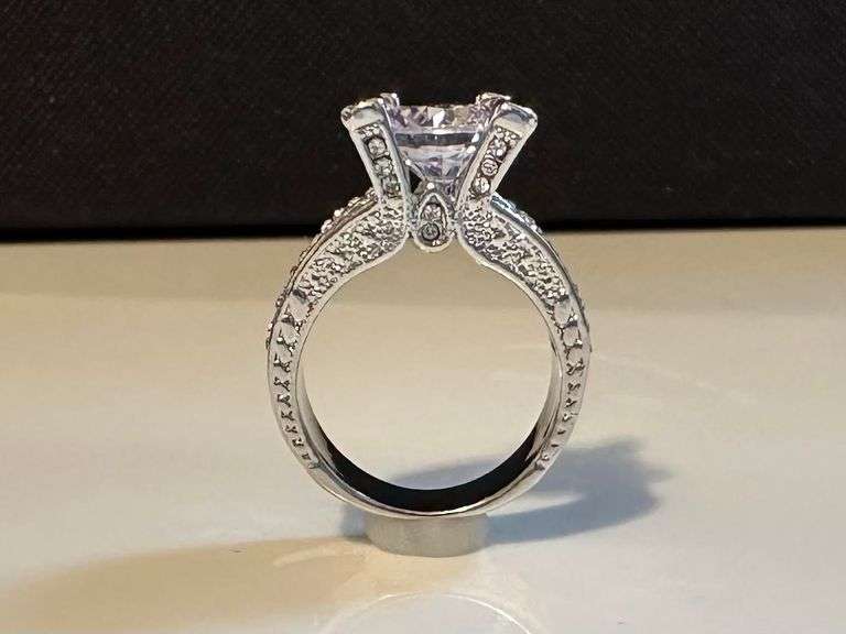 Beautiful 14 Kt. White Gold Plated 5 Ct Simulated White Diamond Ring