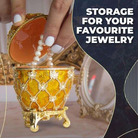 Golden Coronation Russian Easter Egg Replica Set with Carriage – Large 3.5" Decorative Collectible