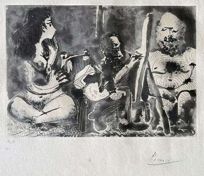 Highly Collectible and Rare Pablo Picasso Hand-Signed Etching