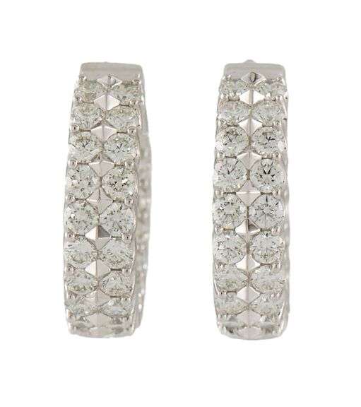 6.00ctw Round Diamond Double Row Inside Out Hoop Earrings in 14K