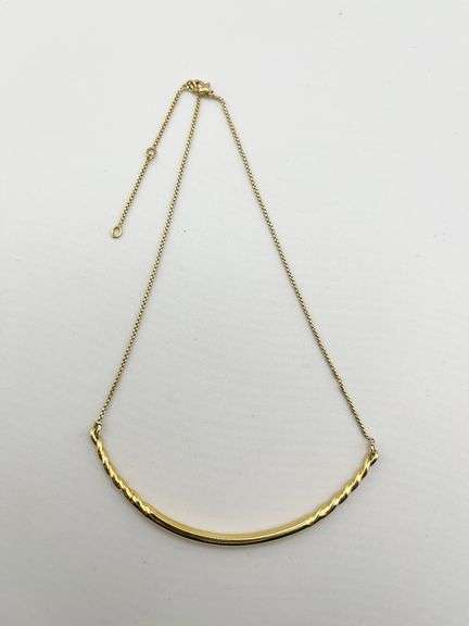 David Yurman 18KT Yellow Gold Curved Bar Necklace