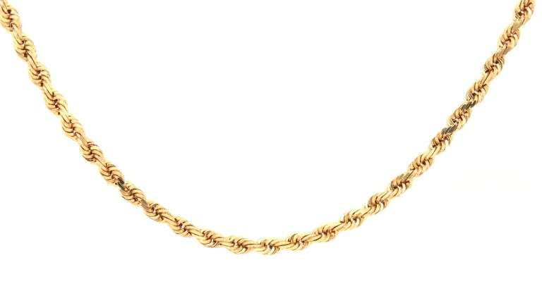 14kt Yellow gold rope chain necklace
