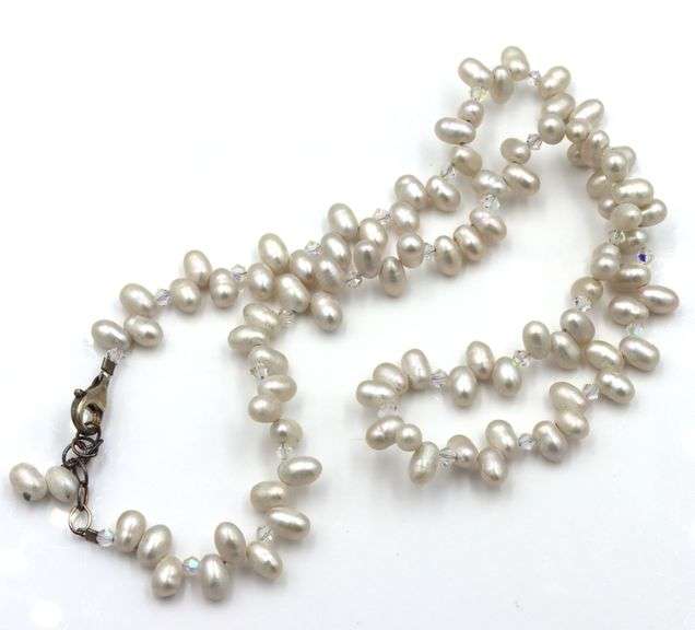 Group lot of 5 white fresh water pearl necklaces