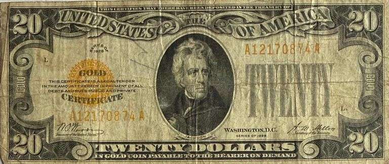 $20 1928 Gold Certificate.