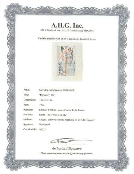 Rare Salvador Dali Original Engraving from The Divine Comedy, Purgatory