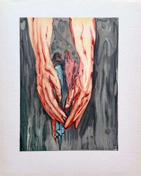 Highly Collectible Salvador Dali Original Color Engraving from The Divine Comedy