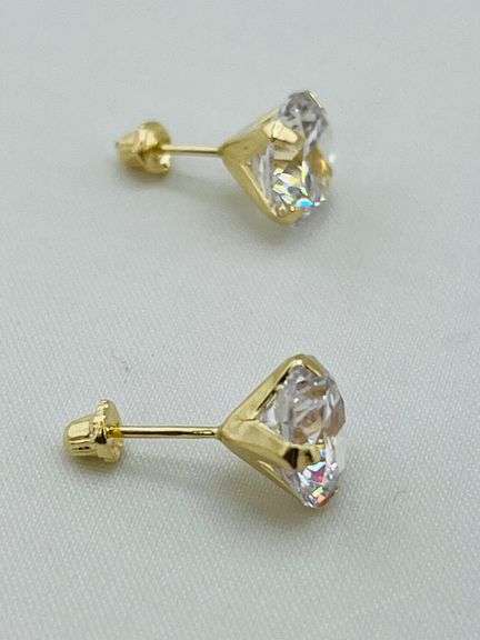 14KT White Gold Two Carat CZ Stud Earrings