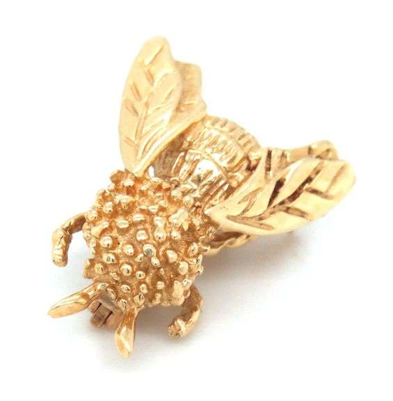 Nicely Sculpted 14K YG Honey Bee Brooch/Pin