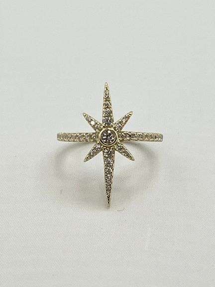 925 Sterling Silver Full Crystal Pave Starburst Ring