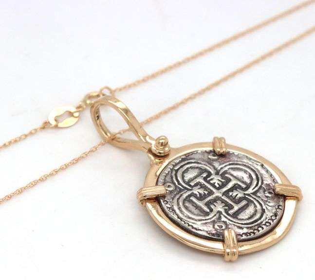 Atosha Treasure coin bezel set pendant on chain