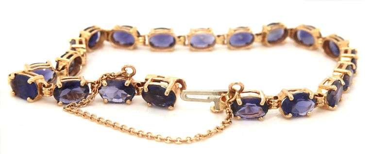 14kt Yellow gold oval Tanzanite link bracelet