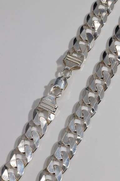 Men's 14.8mm Solid .925 Sterling Silver Flat Curb Chain Link Italy Necklace 20"