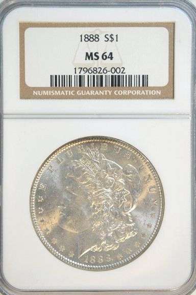 Better near Gem BU 1888-P Morgan Silver Dollar. NGC MS64