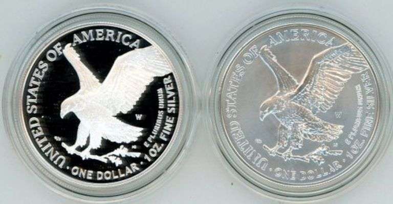 Two 2022-W Superb Gem Ultra Cameo Proof $1 Silver Eagles. Box/COA's
