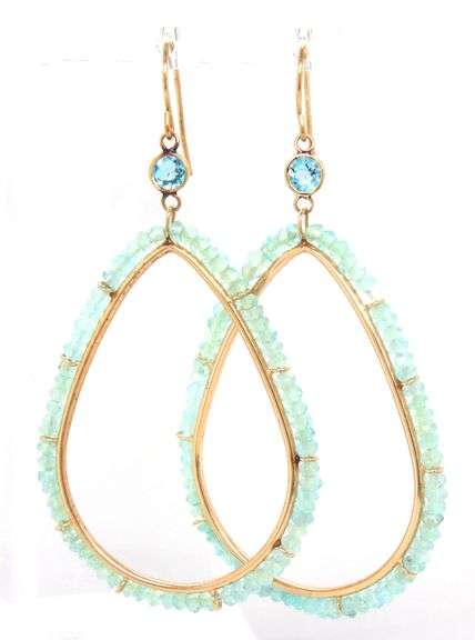 14kt Yellow gold aquamarine dangle earrings