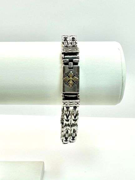 50 Gram14 Kt. White Gold Plate Byzantine Bracelet