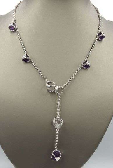Di Modolo Icon collection purple quartz and rock crystal station lariat necklace